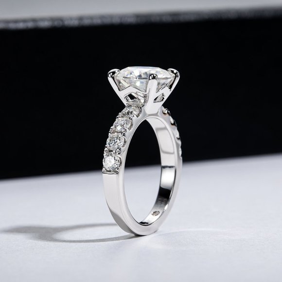 Certified 4.3 ct. t.w. Moissanite Diamond 4 Prone Solitaire Engagement R… - Picture 12 of 15